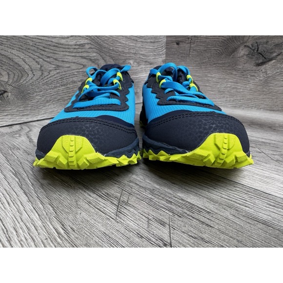 Saucony Kids Boys Peregrine KDZ Shoes Athletic Sneakers Blue/Citron Size 1M - Picture 6 of 14